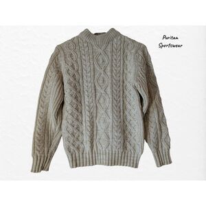 Puritan Sportswear Men’s Cable Heavy Knit Crewneck Sweater  Sz S
